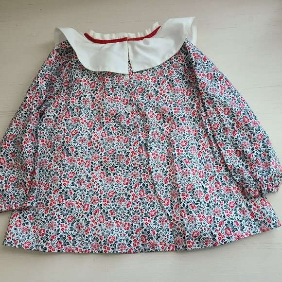 Janie & Jack Holiday Baby Top Only 18–24M Floral Ruffle Collar Christmas Lined - Picture 3 of 10